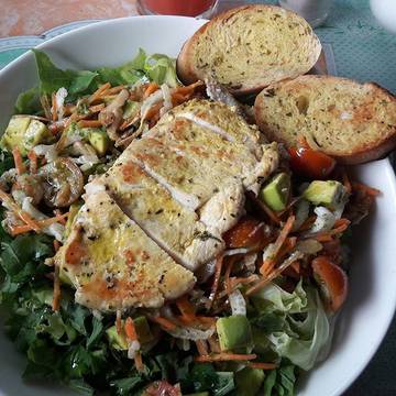 Lunch alone with chicken avocado salad #yummy #salad