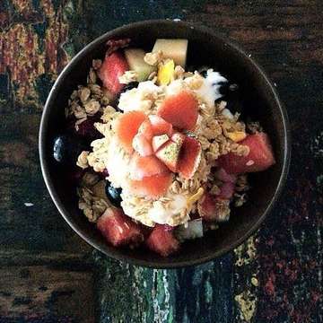 Fruit salad yogurt granola