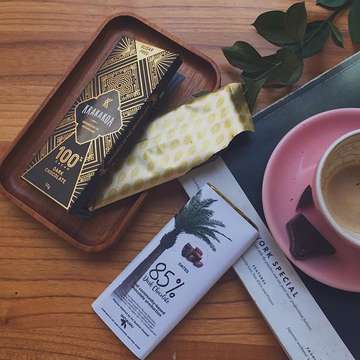 This afternoon: munching local chocolates bars that @andrewpg bought me from his recent trip to Bali + a cup of Sumatra Mutu Batak latte. Look at how pretty the choco wrappers are! #afternoondelight #titikkomacoffee #teatimewithAdela