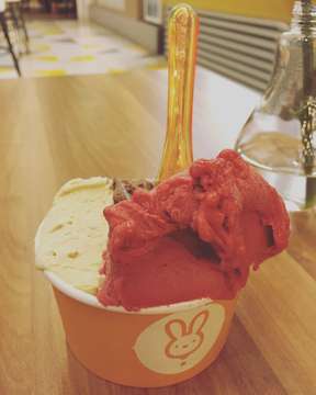 Happy with ice cream 🍨 #mooni #bacio #pisctacio #blackberry