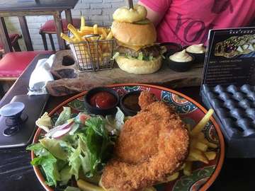 Craving protein today. Chicken & burger on Easter Monday with my cintaku. #thefirestation #sanur #bali